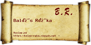 Balás Réka névjegykártya